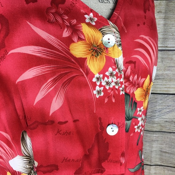 Croft & Barrow Long Red Hawaiian Dress S:16 - Picture 5 of 8